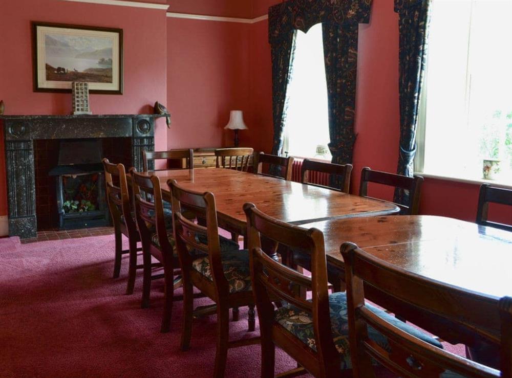 Spacious dining room at Akeld Manor House in Akeld, Wooler, Northumberland., Great Britain