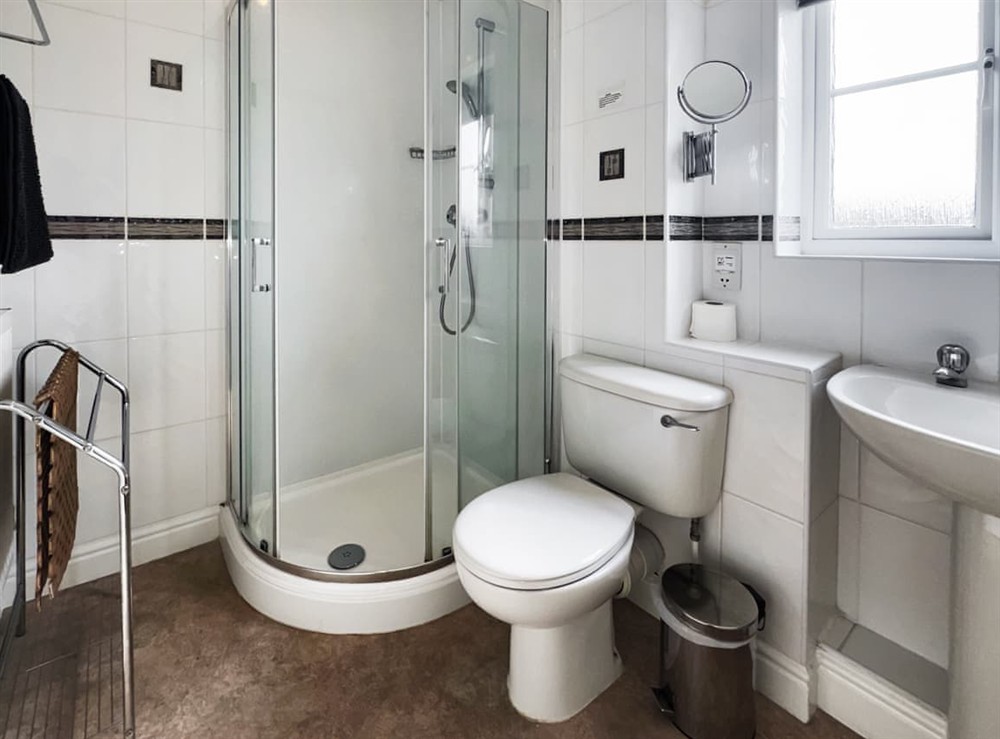 En-suite shower room at Alder Lodge in Sedgeford, Norfolk
