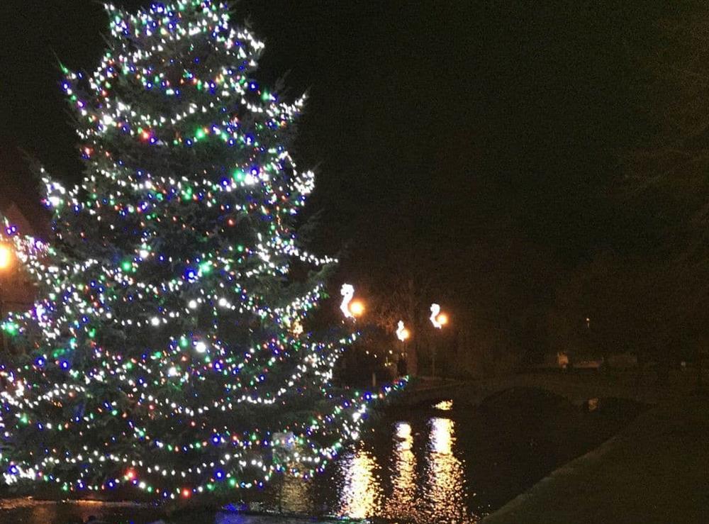Local festive scene at Alderley House in Bourton-on-the-Water, Gloucestershire