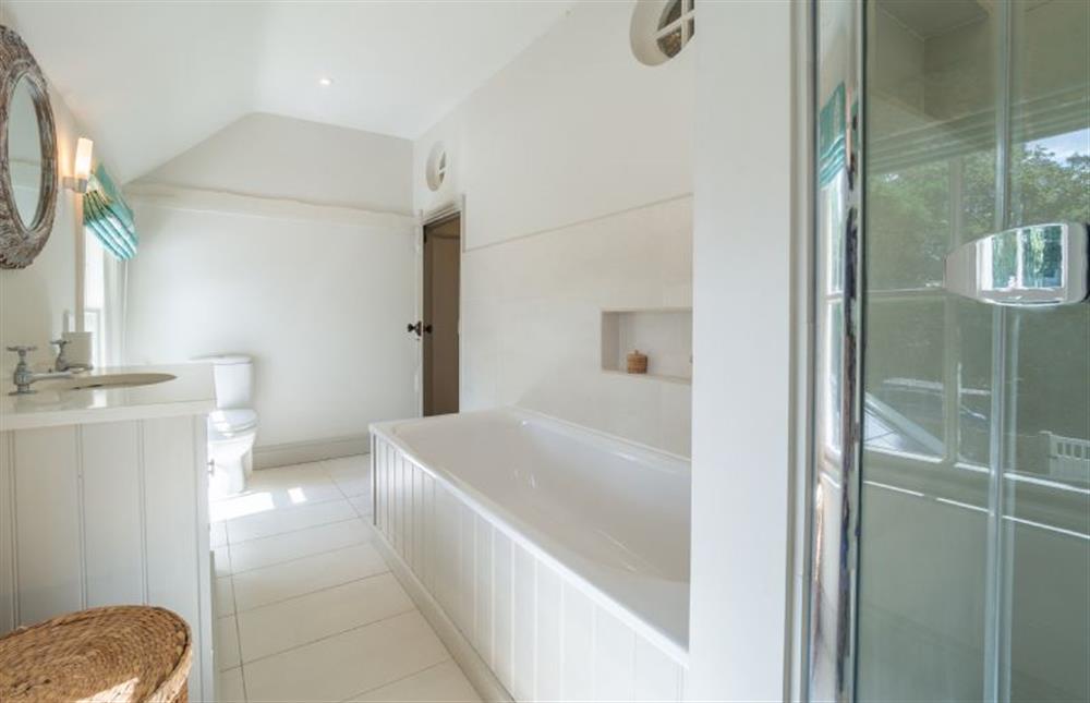 Family bathroom with separate bath and shower at Alexander House, Thorpeness