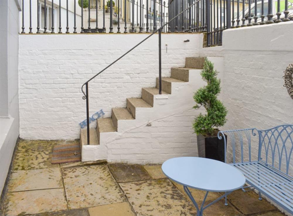 Private courtyard at entrance at Alices Place in Whitby, North Yorkshire