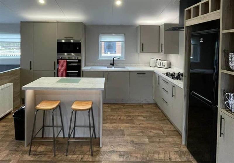 Kitchen in the Waterside Lodge VIP at Allerthorpe Golf and Country Park in Allerthorpe, Yorkshire