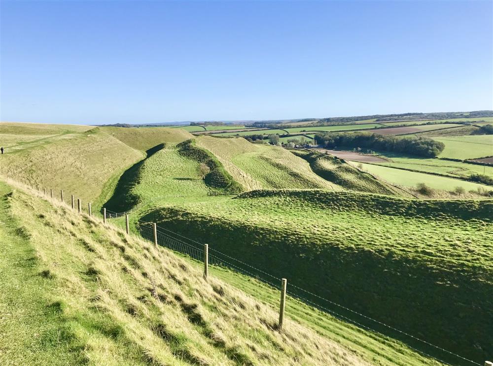 Nearby Maiden Castle in Dorchester is highly recommended for an inspiring walk at Alpaca Cottage, Dorchester