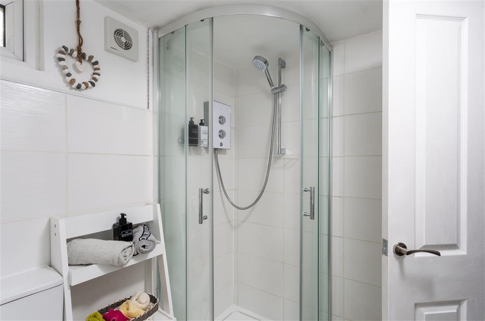 Shower room with walk-in shower at Alpaca Lodge, Burford