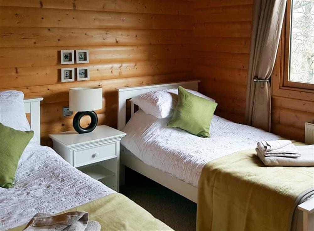 Comfortable twin bedroom at Alpine Lodge in Kippford, near Dalbeattie, Kirkcudbrightshire
