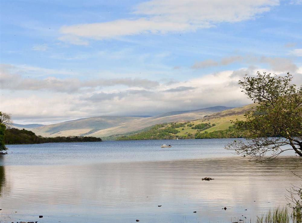 Tranquil views over the lake at Am Tighndhuin in Killin, Perthshire