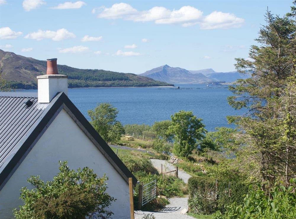 View over the property to the loch at An Airigh in Ard Dorch, Isle Of Skye