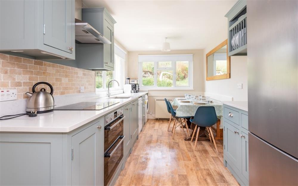 Bright and airy kitchen at Anchor Cottage in Hope Cove