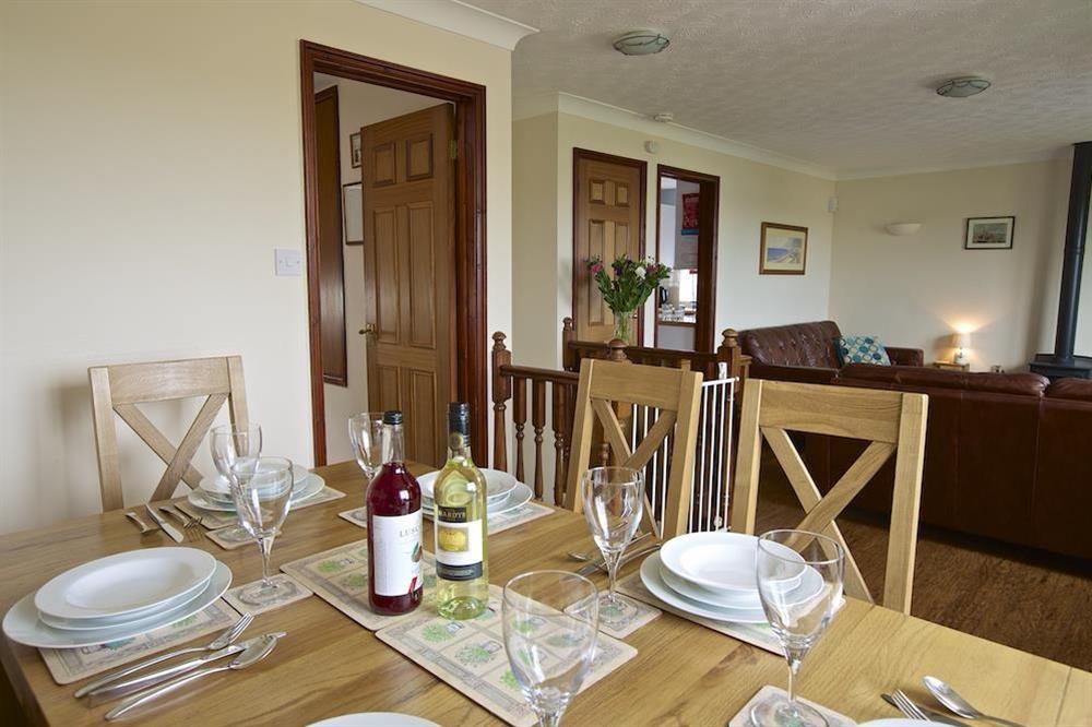 Dining table seating six comfortably at Anchor Ley in Torcross, Kingsbridge