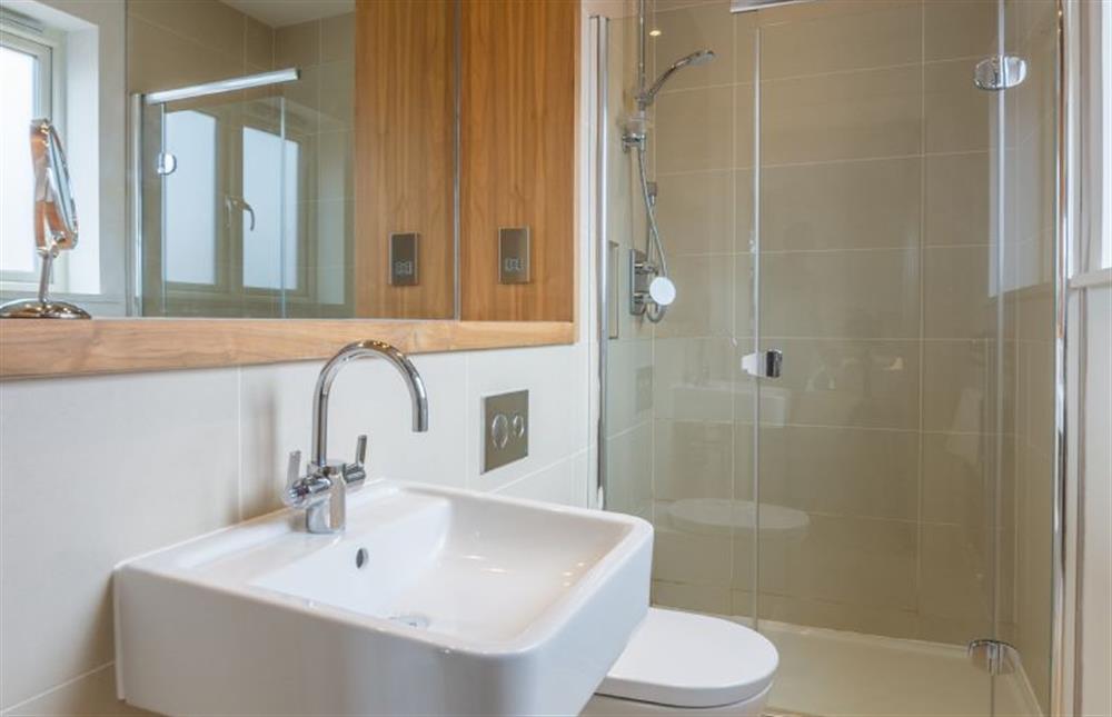 First floor: En-suite shower room with large walk in shower at Anchorage, Brancaster near Kings Lynn