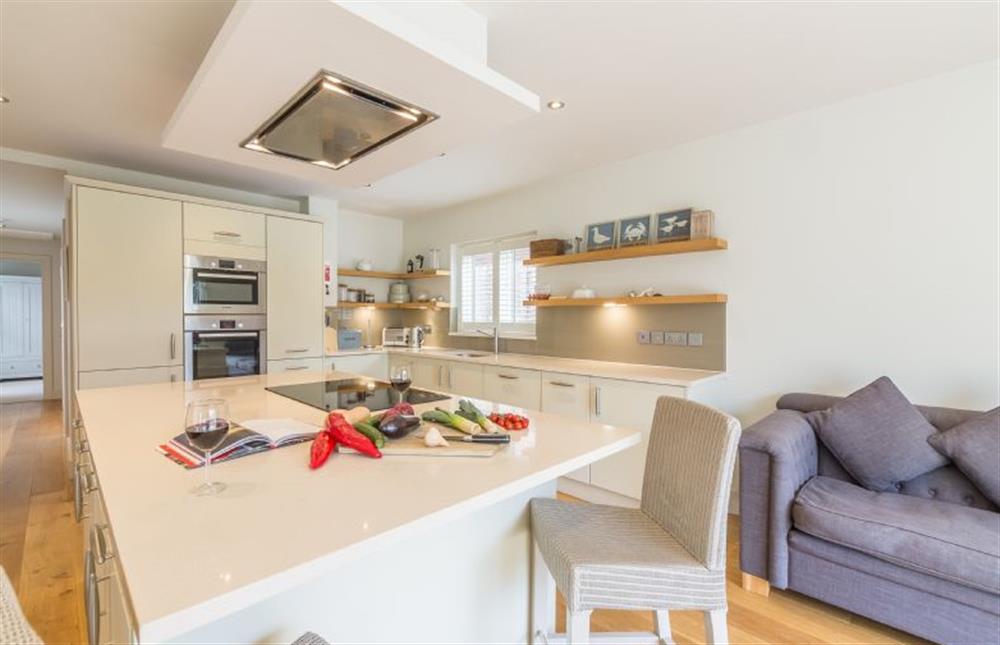 Ground floor: Kitchen area with island at Anchorage, Brancaster near Kings Lynn