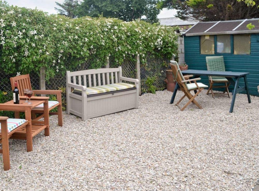 Sitting out area on gravelled patio at Anchorage in Maidens, Ayrshire
