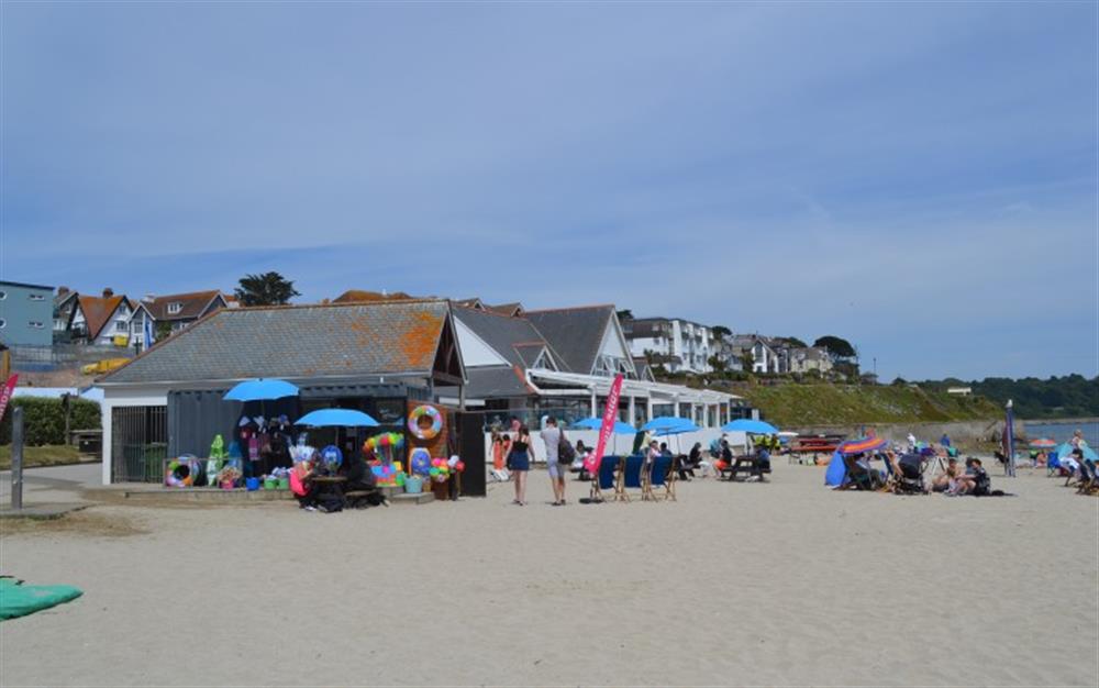 Falmouth's beautiful Gyllyngvase Beach. You must try the Gylly Beach Cafe for lunch! at Anchors Aweigh in Helford Passage