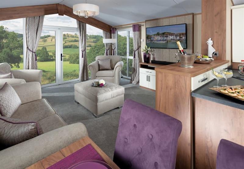 The living room of a Symphony at Andrewshayes Orchard Retreat in Axminster, Devon