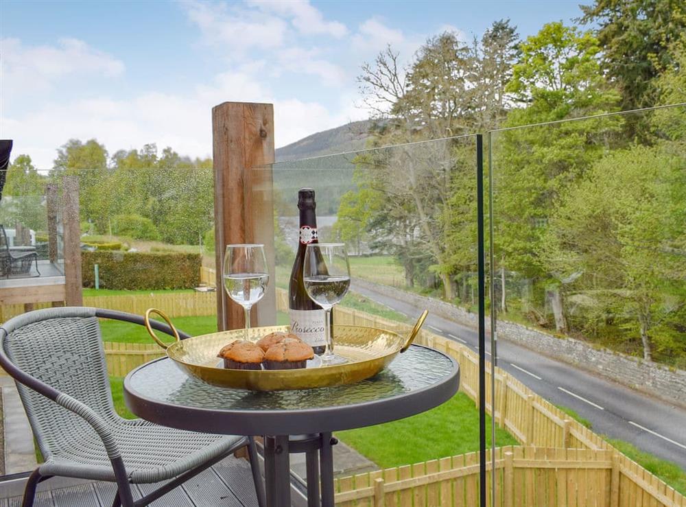 Beautiful views over Loch Tay from the balcony at Anemone in Kenmore, near Aberfeldy, Perthshire