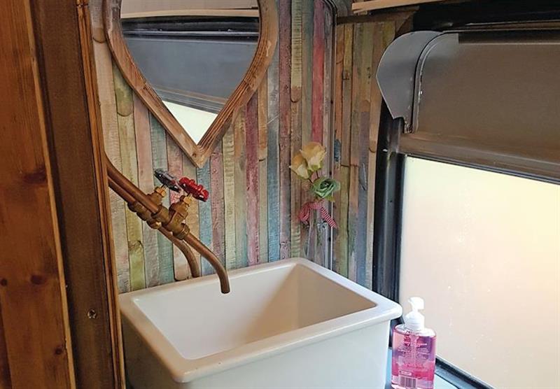 Bathroom in the Glamping Bus at Angrove Country Park in Great Ayton, Yorkshire Moors and Coast