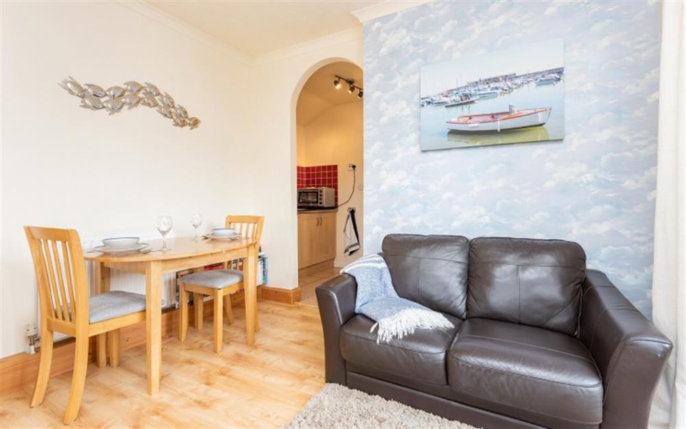 Living dining area at Anning Road Studio in Lyme Regis