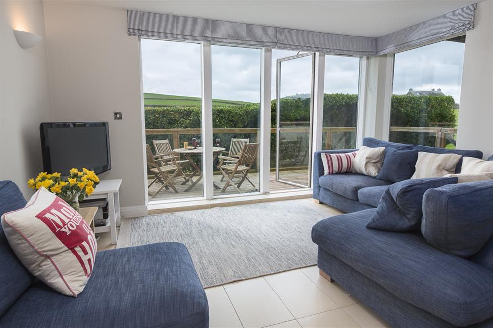 Lounge with country views at Apartment 1, Oceans Edge in Thurlestone Sands, Nr Kingsbridge
