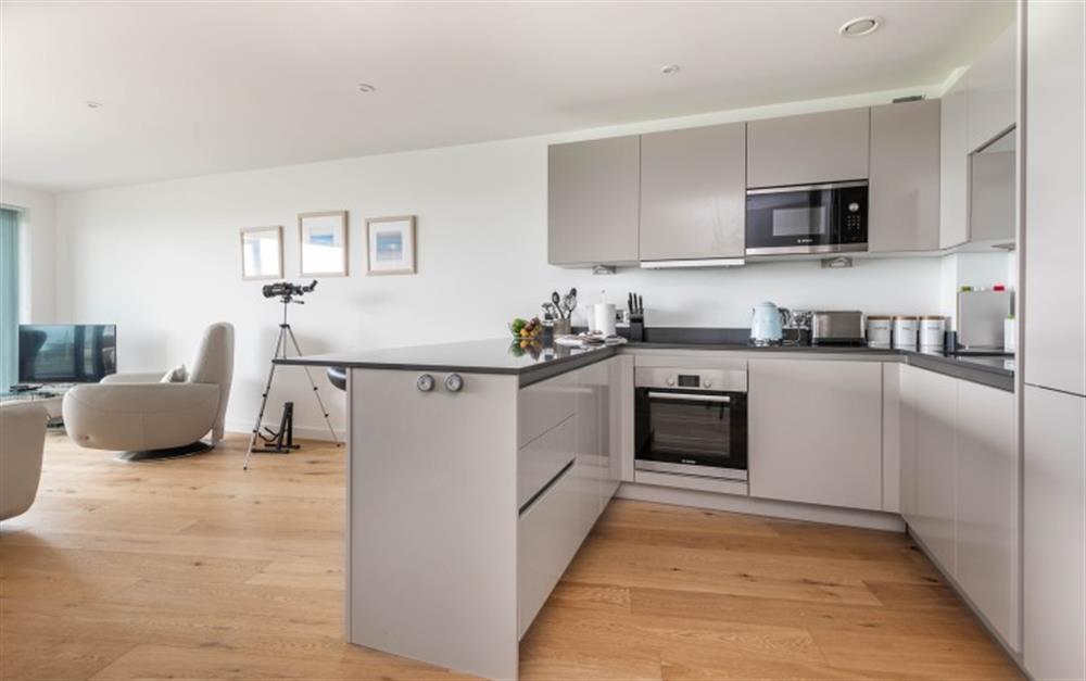 Open Plan Kitchen  at Apartment 12, One Lusty Glaze in Newquay