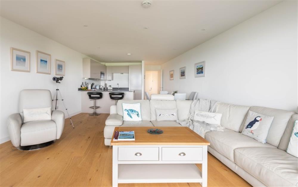 Open Plan Living Room & Kitchen  at Apartment 12, One Lusty Glaze in Newquay
