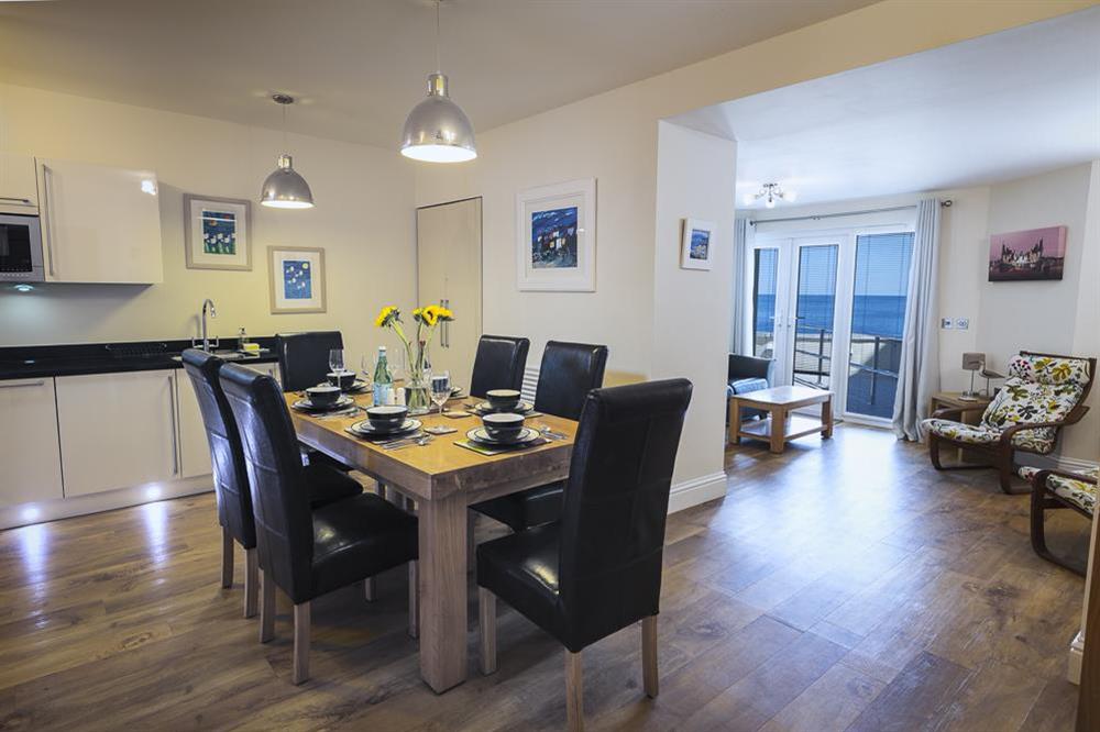 Open plan dining, kitchen and living areas at Apartment 2, At The Beach in Torcross, Nr Kingsbridge