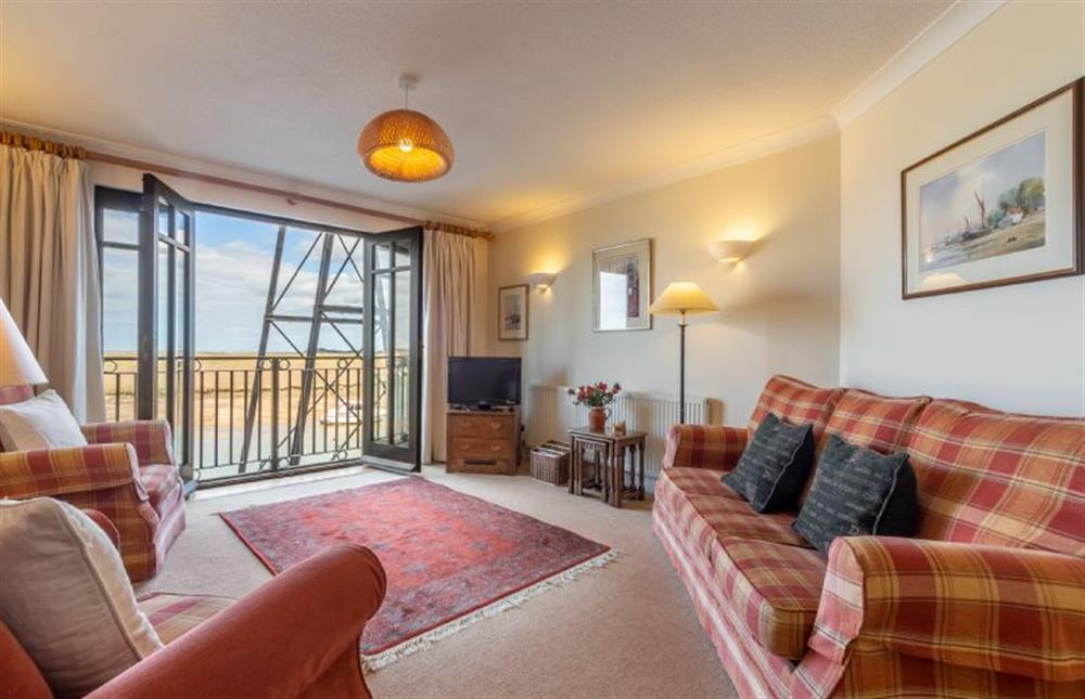 First floor: French doors open onto a Juliette balcony at Apartment 2 The Granary, Wells-next-the-Sea