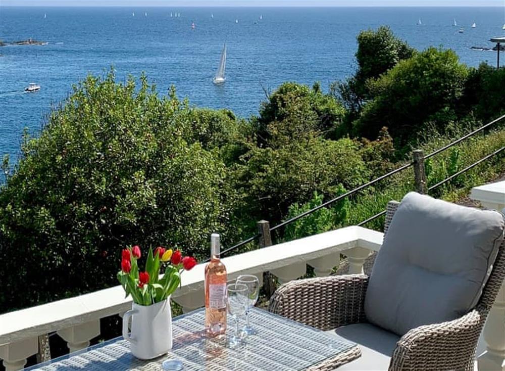 Front terrace with outstanding views at Apartment 2 The Wheelhouse in Fowey, Cornwall