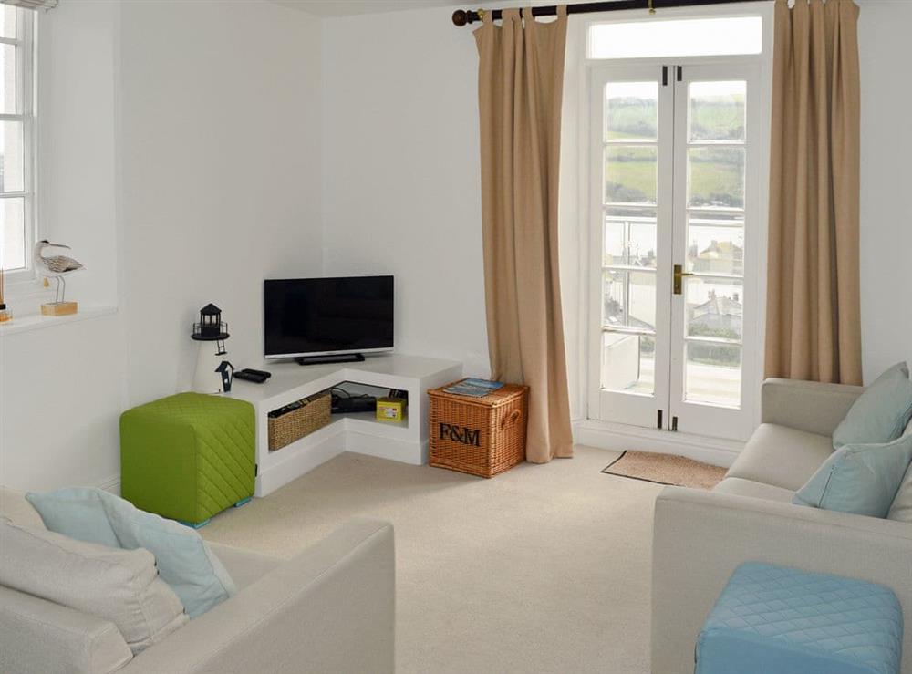 Open plan living space at Apartment 3, Charborough House in Salcombe, Devon