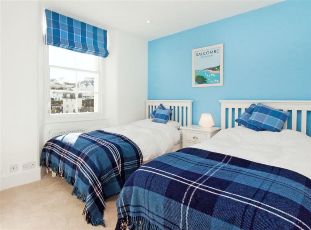 Twin bedroom at Apartment 3, Charborough House in Salcombe, Devon