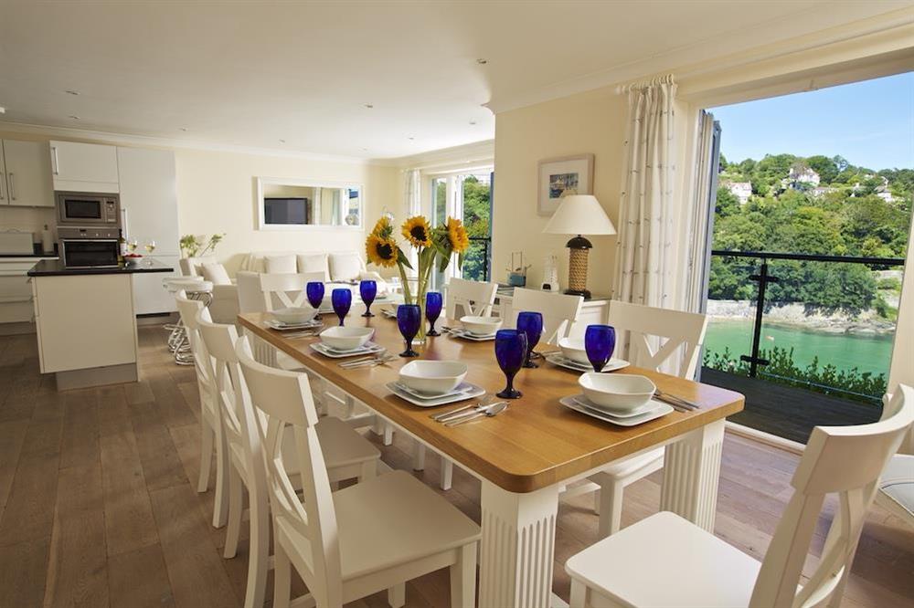 Dining area with table seating 8 at Apartment 4, Bolt Head in South Sands, Salcombe