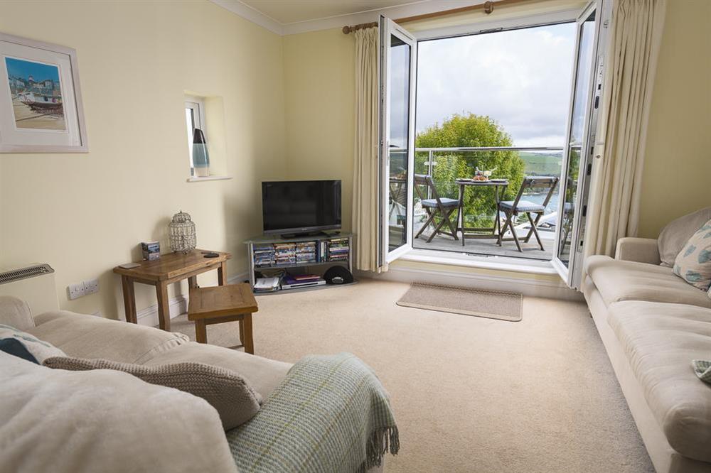 Comfortable living room, with superb views of the Salcombe Estuary at Apartment 4 Lyndhurst in Bonaventure Road, Salcombe