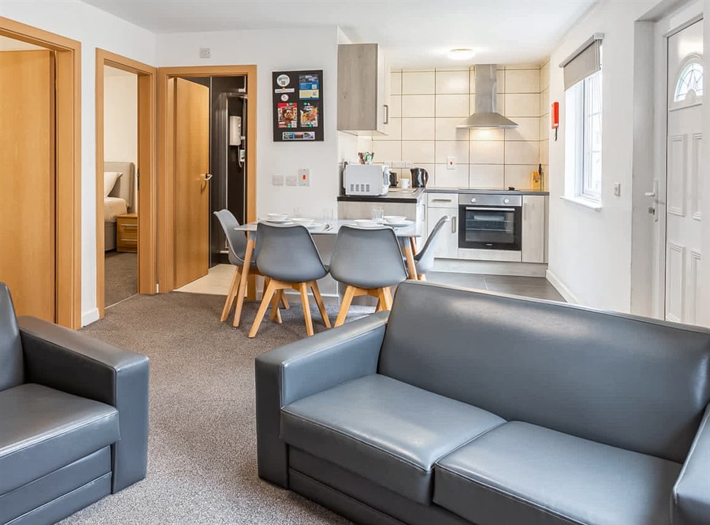 Open plan living space at Apartment 40 in Illfracombe, Devon