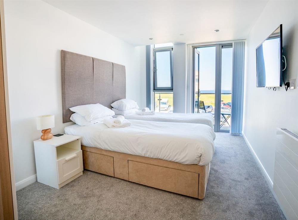 Twin bedroom at Apartment 47 in Newquay, Cornwall