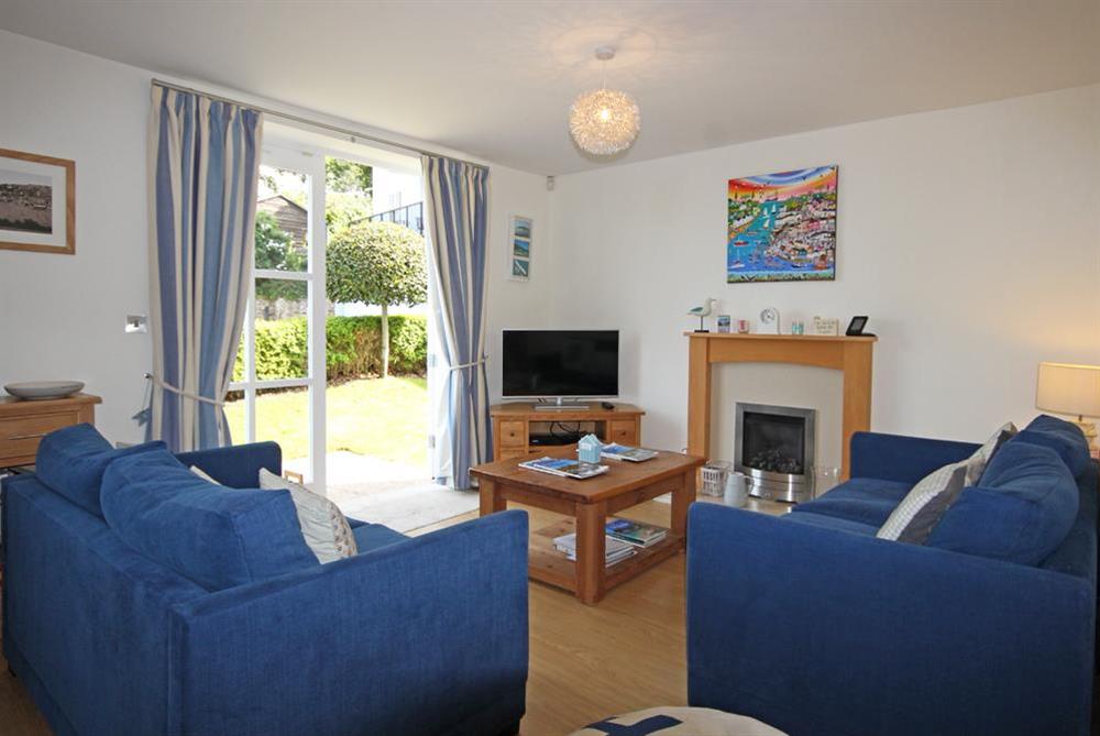 Very comfortable lounge with French doors to terrace at Apartment 5 Combehaven in Allenhayes Road, Salcombe