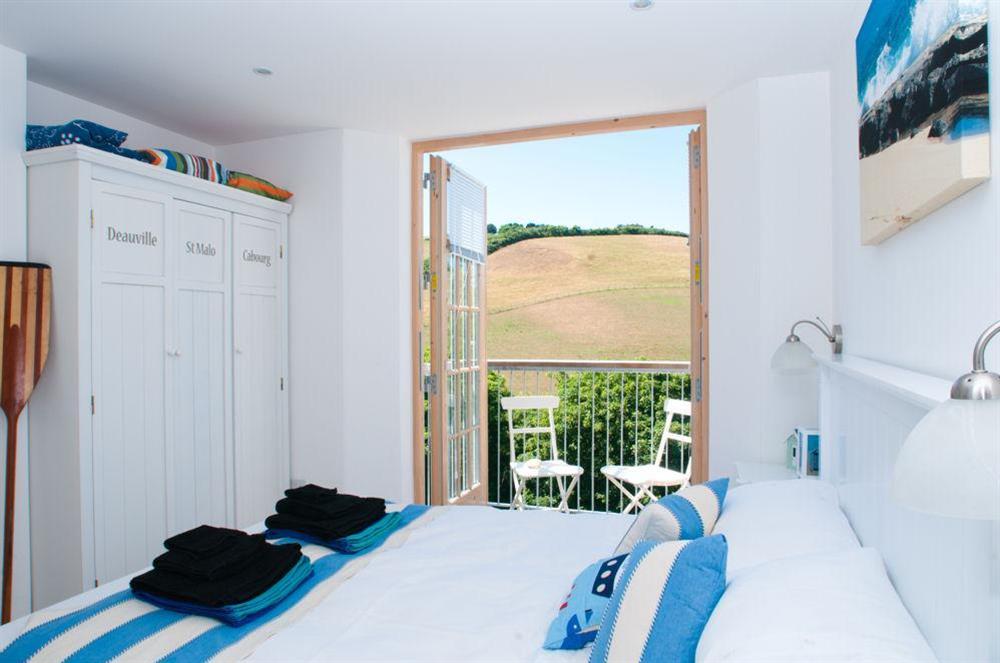 Double bedroom with balcony at Apartment 5, Prospect House in South Hallsands, Nr Kingsbridge