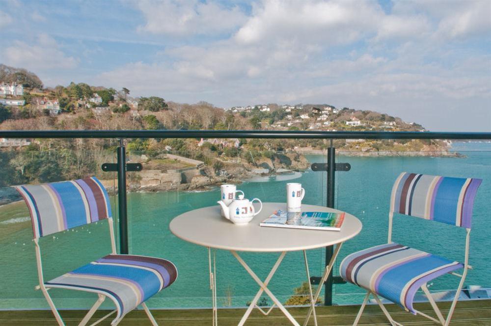 Stunning views over estuary and South Sands beach from balcony at Apartment 6  Bolt Head in , Salcombe