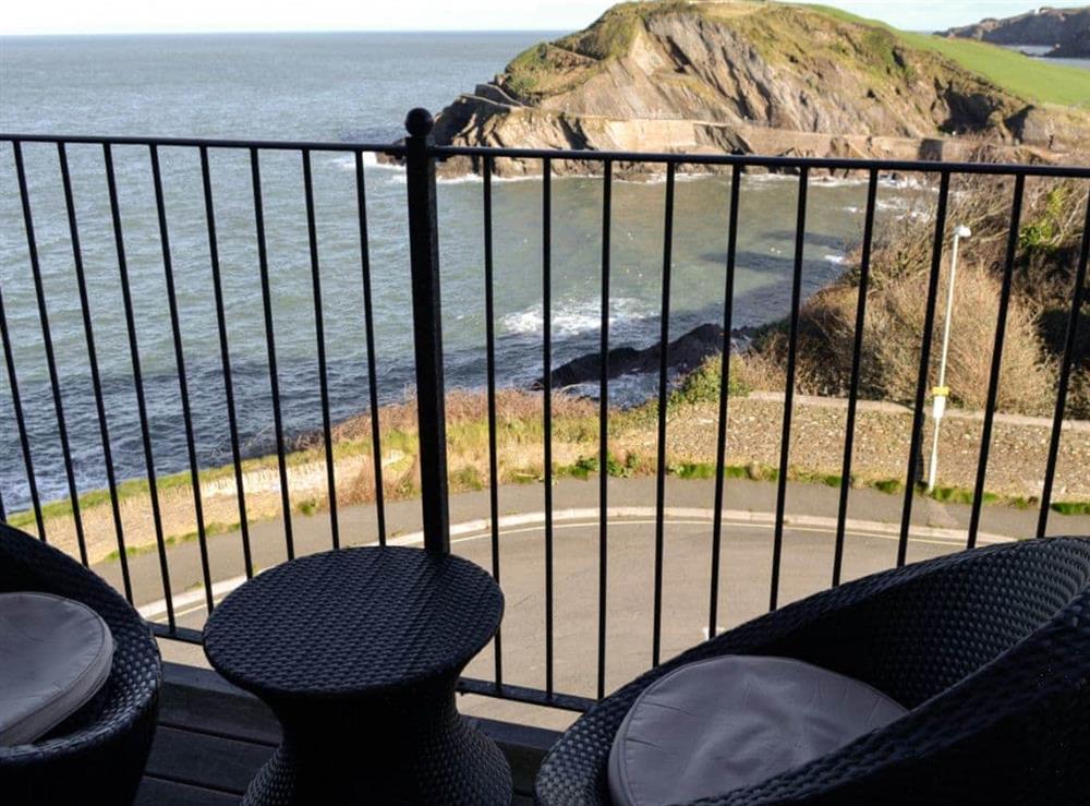Balcony with seating area overlooking the sea at Apartment 6 in Ilfracombe, Devon., Great Britain