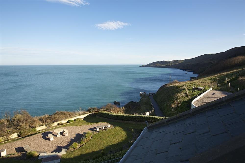 Views from the Apartment over the communal gardens and Start Bay towards the lighthouse at Apartment 9, Prospect House in South Hallsands, Kingsbridge