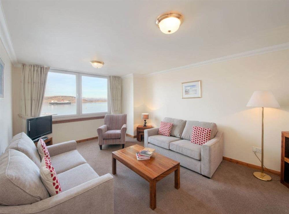 Comfortable living room with fantastic bay views at Apartment in Oban, Argyll, Great Britain