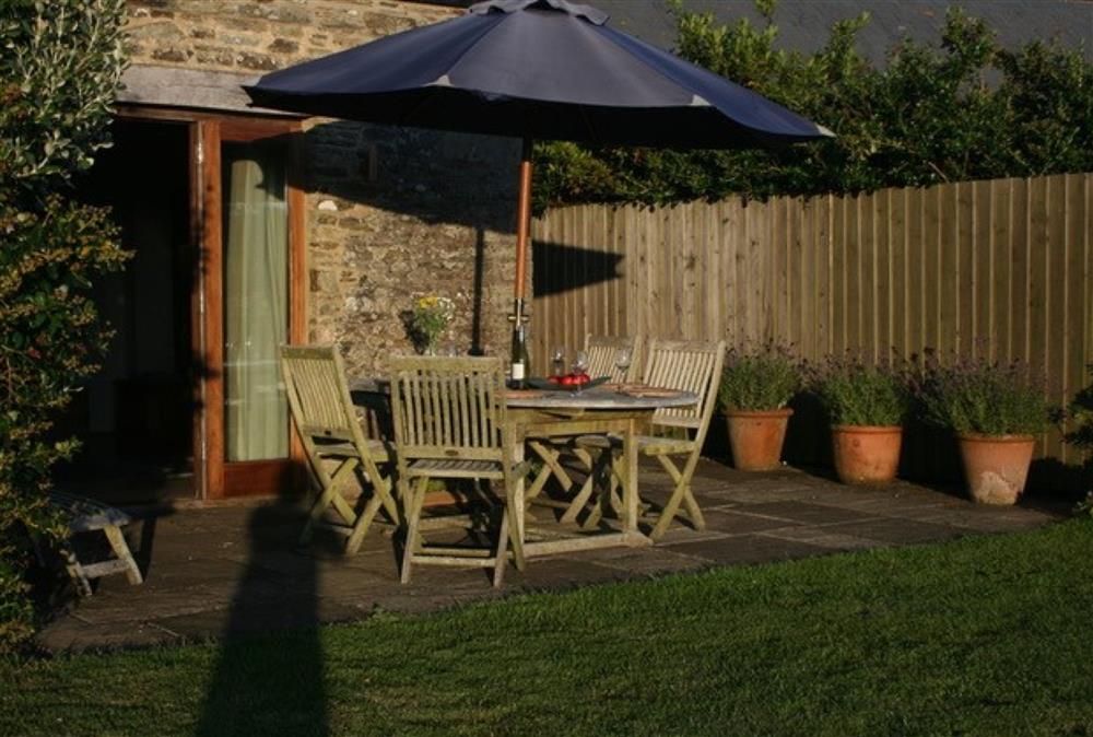 Garden and private outdoor eating area at Apple Barn, East Portlemouth