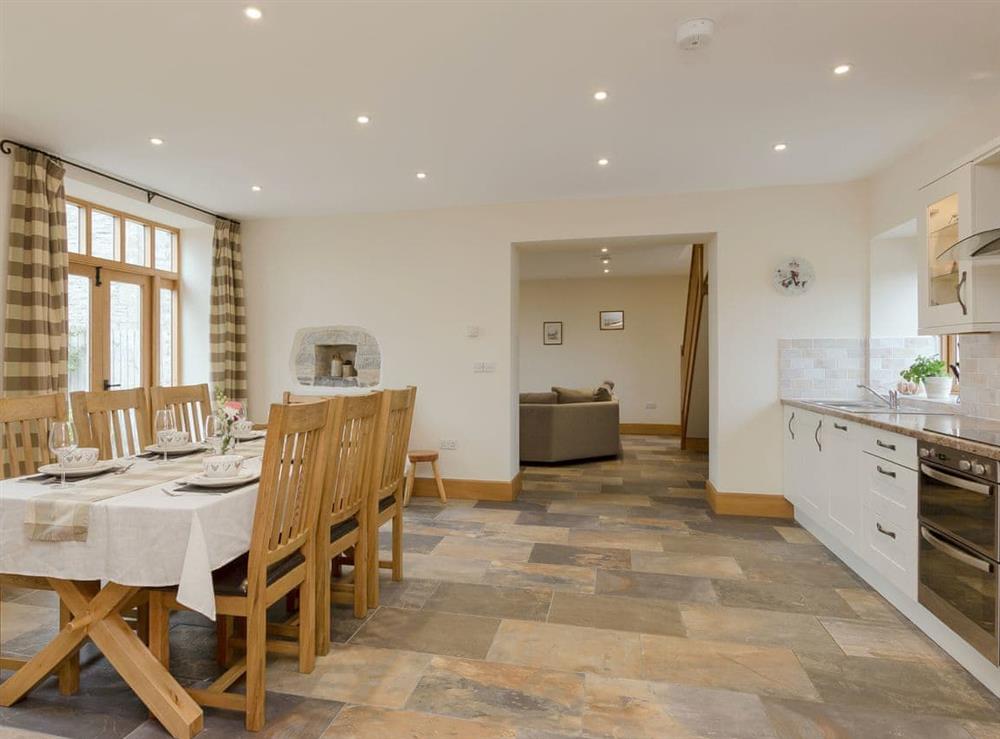 Large, open, kitchen/ dining room at Apple Barn in West Pennard, near Glastonbury, Somerset
