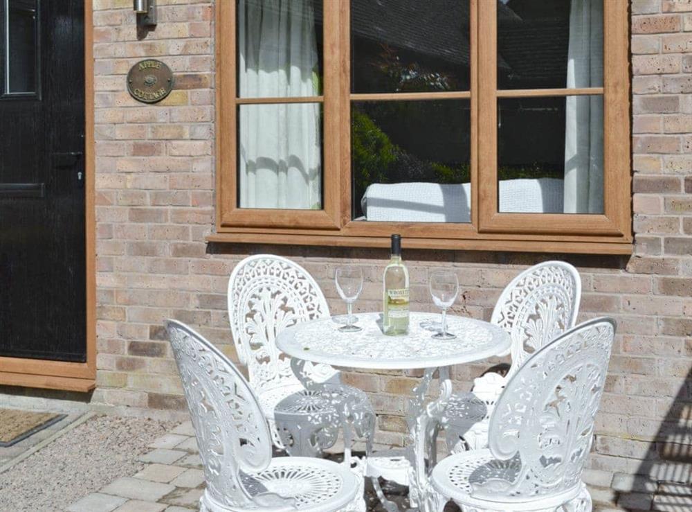 Sitting-out-area at Apple Cottage in Culmington, near Ludlow, Shropshire