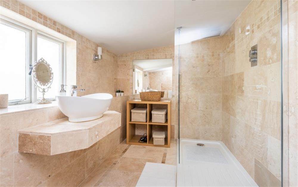 Family bathroom with large walk in shower.  at Apple Tree Cottage in Chillington