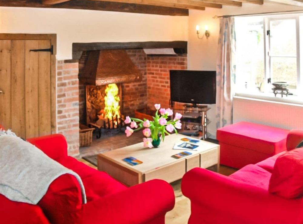 The living area at Appletree Cottage in Peasmarsh, East Sussex