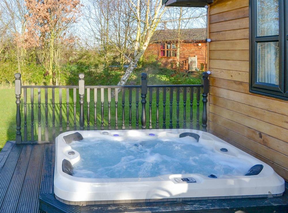 Relaxing hot tub at Appletree Lodge in Newton-on-Derwent, near York, Yorkshire, North Yorkshire