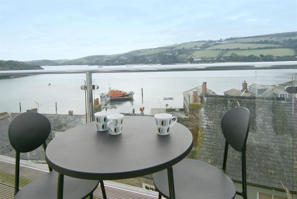 Balcony with table and chairs at Apt 2, Terrapins ( Upper ) in Off Church Street, Salcombe