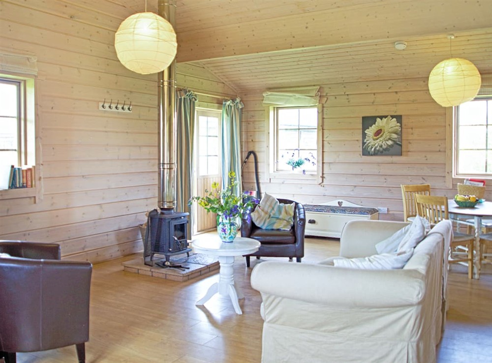Open plan living space at Curlew Lodge, 