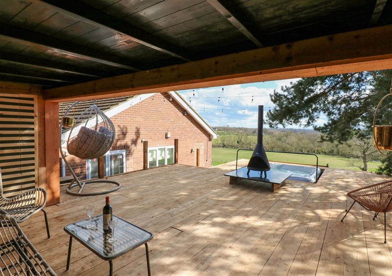 Enjoy a cup of tea on the patio at Arbour House Farm Bungalow, Durham