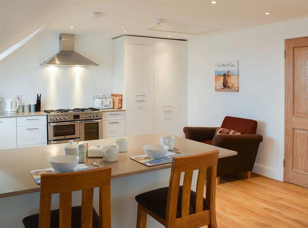 Kitchen area with breakfast bar at Arc House in Cellardyke, near Anstruther, Fife