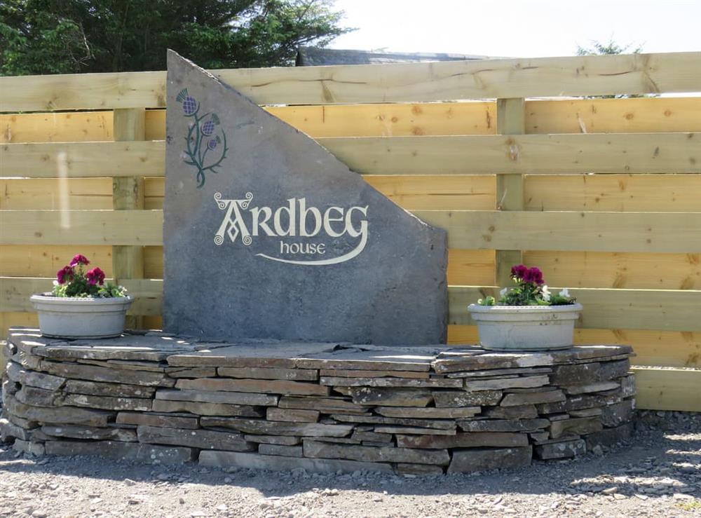Distinctive sign at entrance at Ardbeg in Westfield, near Thurso, Highlands, Caithness